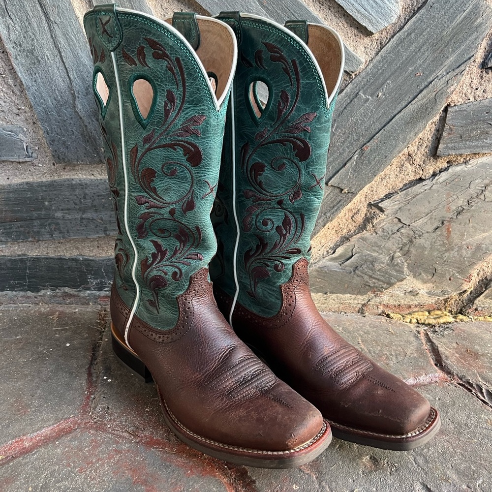 Brown and Teal Twisted X Boots